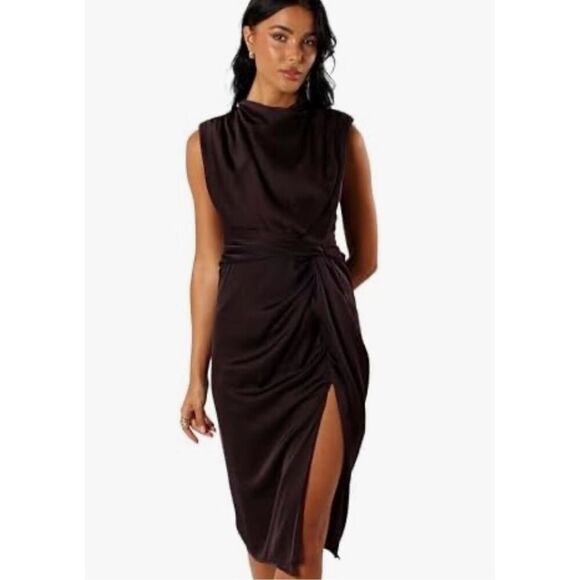 Petal & Pup Women's Dina Midi Dress Black Coffee Size Small NWOT - Picture 1 of 9